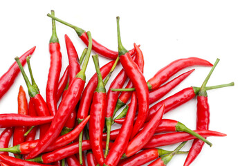 Red chili peppers on white background