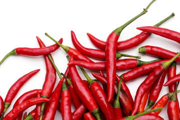 Red chili peppers on white background