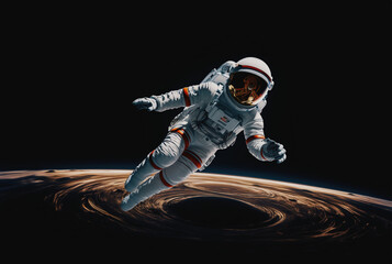 Obraz premium Astronaut in deep space. Cosmic art and science fiction wallpaper. Beauty and imagination of deep space.