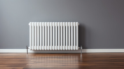 Generative AI, steel panel vertical heating radiator in the interior, apartment, heating system in house, industrial design, heater, technology, energy, heat, battery, convection, pipe, warmth