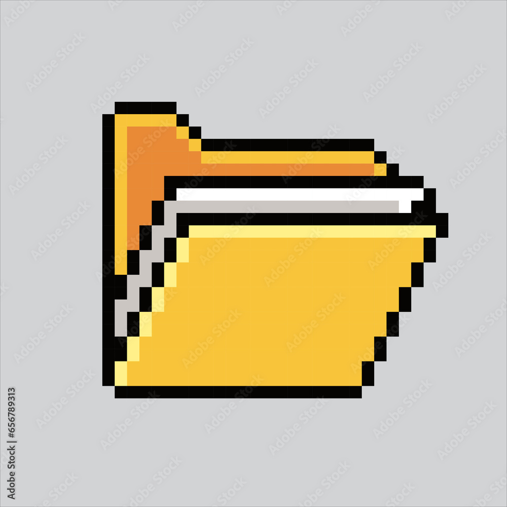 Wall mural pixel art illustration folder icon. pixelated folder. folder office icon landmark icon pixelated for