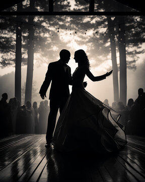 Father Daughter Dance - Wedding - Black And White - Low Angle Shot 