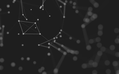 Abstract background. Molecules technology with polygonal shapes, connecting dots and lines. Connection structure. Big data visualization.