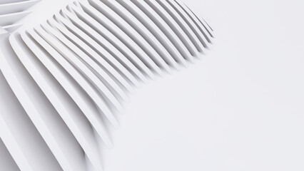 Abstract Curved Shapes. White Circular Background.