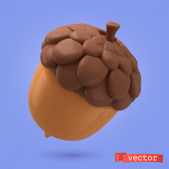 Acorn 3d cartoon vector icon © Natis