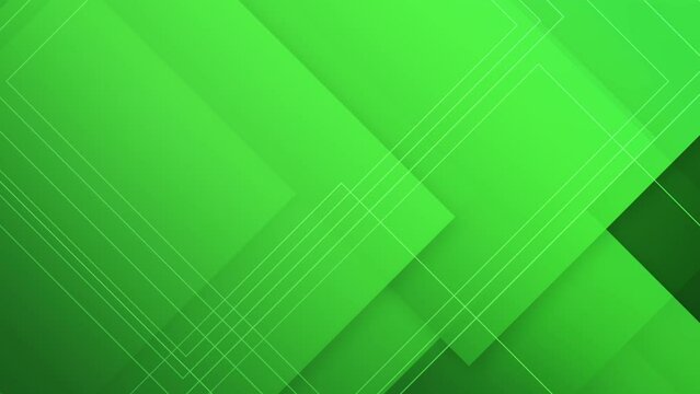 Green gradient abstract motion background with minimal square shapes and lines. Loop animation