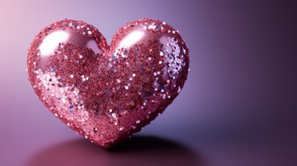 Obraz premium A glittery sparkling heart on a blurred background. Generative AI. 
