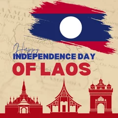 Foto op Plexiglas Premium Vector   Vector illustration of happy laos national day © NOE_REAL