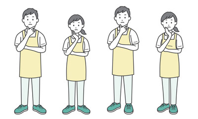 顔に手を当てて悩む介護士男女