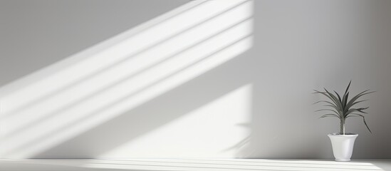 Diagonal shadow and light rays on white wall with overlay effect for photo and mockups