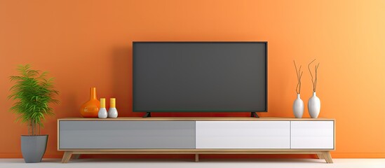 Modern living room decor with a TV cabinet featuring a two toned wall background