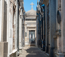 BUENOS AIRES, October 01, 2023 - La Recoleta Cemetery, located in the Recoleta neighborhood of Buenos Aires, Argentina. Contains the tombs of notable people, including Eva Peron - 656802311