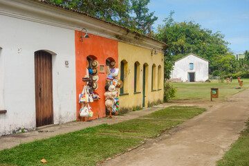 Fototapeta na wymiar Porto Seguro, Bahia, Brazil: colored old houses in historic center of the city of discovery