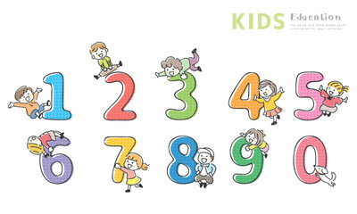 数字と子供のイラスト