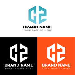 C Z letter polygon logo vector, Two letters C Z logo design , Double letters polygon letter mark logo, Vector logo design