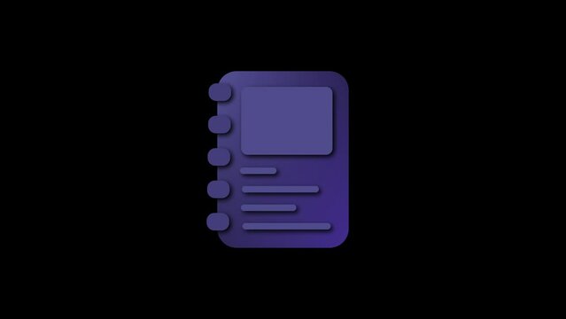 3D Address book icon, Notebook icon design logotype looped animation. k1_1543