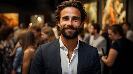 Fototapeta premium Man wearing suit at office party