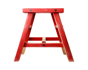 Red wooden sawhorse isolated on transparent background, AI