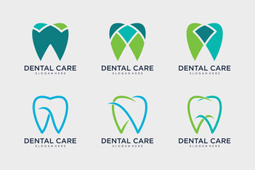 Dental care logo design template vector illustration with creative idea