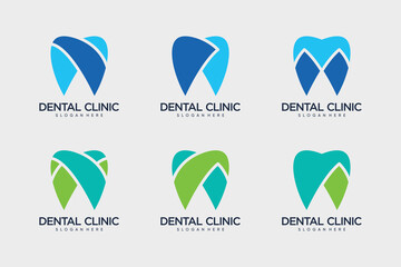 Dental clinic logo design template vector illustration with creative idea