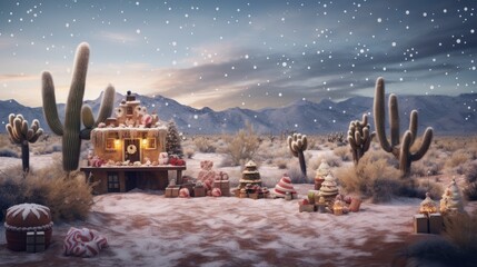Christmas in the desert - a Southwestern twist on Santa's Village and a true winter haven - obrazy, fototapety, plakaty