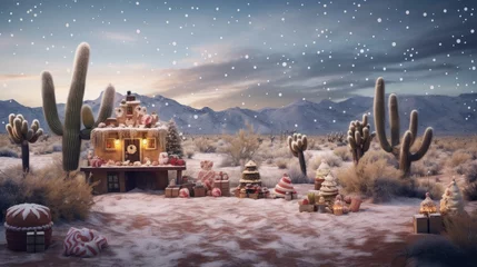 Fototapeten Christmas in the desert - a Southwestern twist on Santa's Village and a true winter haven © Brian