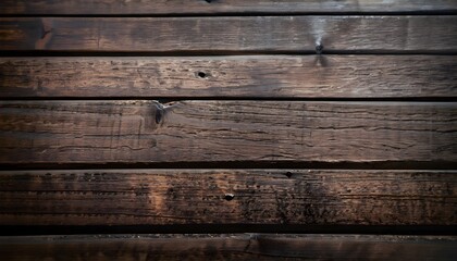 close-up of dark chocolate wood planks, showcasing the intricate details and weathered., old wood texture