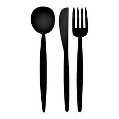 Silhouette of cutlery, spoon, fork and knife