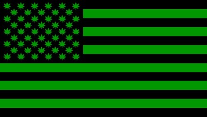 United States USA marijuana hemp cannabis leaf national country flag vector
