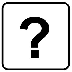 Square white information center question mark sign road traffic