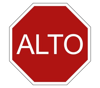 Red stop sign alto Spanish road sign vector