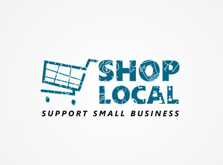 Support small business concept illustration. shop local banner idea with shopping cart icon