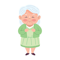 grandma happy in green dress