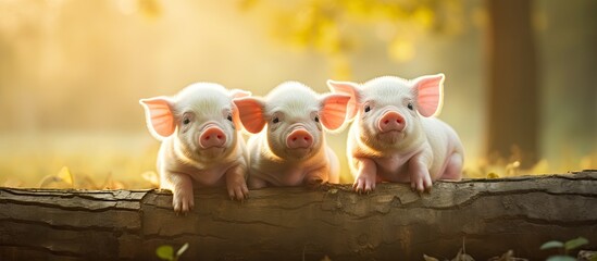 Three young pigs in the wild