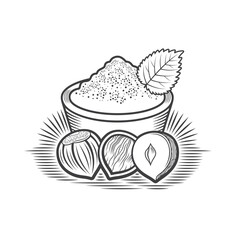 illustration of hazelnut powder, vector art.
