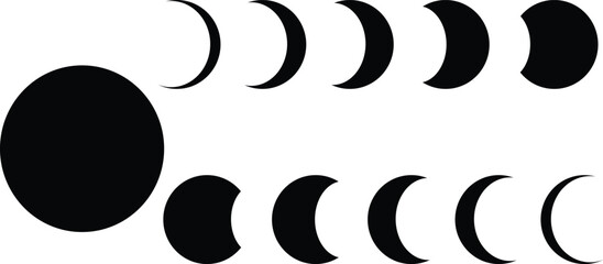 set of flat Moon Phase Sign Symbol in a Trend Style. Vector Icons collection for Creating Logos, Patterns and Web design isolated on transparent background. © M