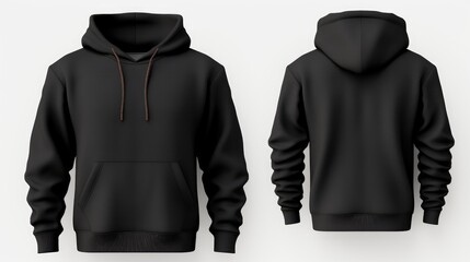 front black hoodie, back black hoodie, set of black hoodies, black hoodie, black hoody, hoodie mockup, black hoodie mockup, graphic design hoodie template, black hoodie isolated, easy to cut out

