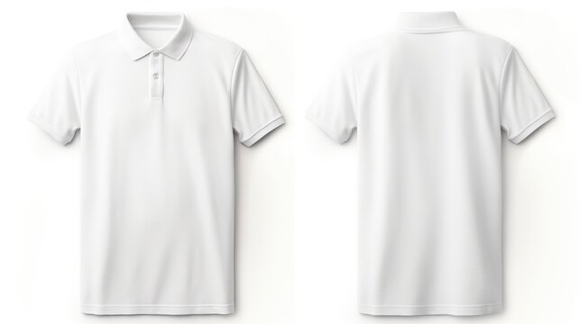 front white polo tshirt, back white polo tshirt, set of white polo tshirts, white t-shirt, white polo tshirt mockup, white polo tshirt isolated, white polo tshirt on white background, easy to cut out
