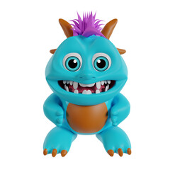 Cute chibi monster 3d render clipart
