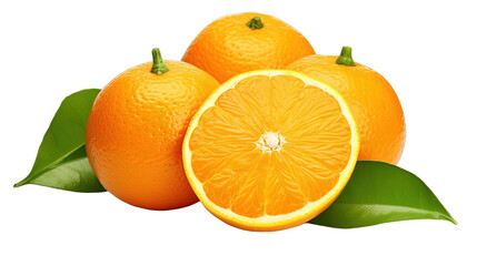Oranges Fruit with Leaves