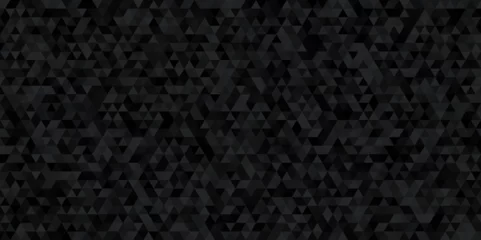 Fotobehang Black triangular mosaic pattern. Abstract geometric polygonal background. Abstract dark background of small triangles in shades of black and gray colors. © Sharmin