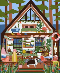 Simple 2D Interior Vector Illustration