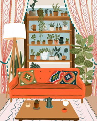 Simple 2D Interior Vector Illustration