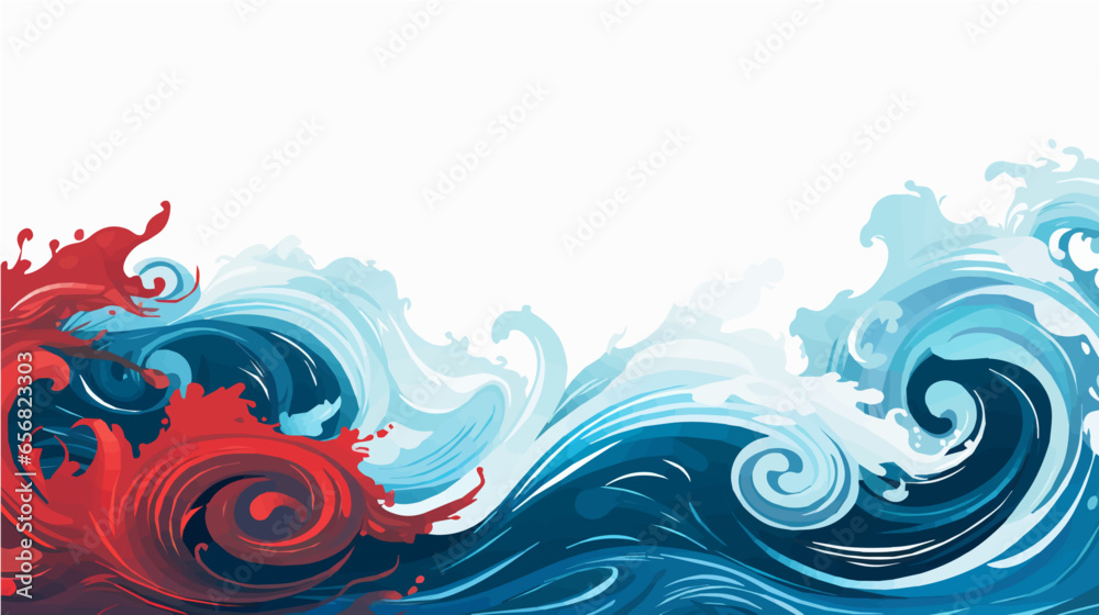 Wall mural hand paint seamless doodle simple art. wave background. - Wall murals