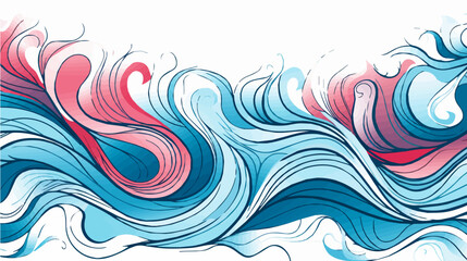 hand paint Seamless doodle simple art. Wave background.