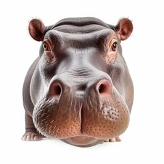 hippo face shot isolated on white background cutout, Generative AI