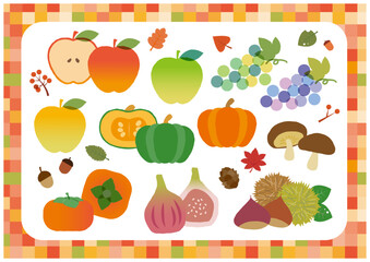 秋の果物イラストセット	