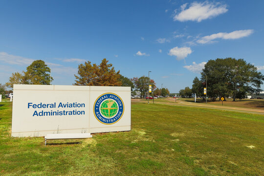 Generic Federal Aviation Administration sign and logo at the FAA office in Jackson, MS