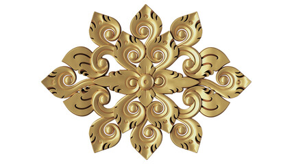 Balinese golden carving pattern ornament, PNG cutout image high resolution 