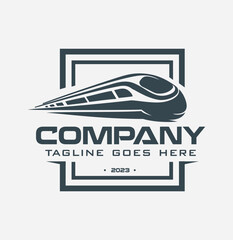 Train logo design fast train track vector fast transport vehicle illustration